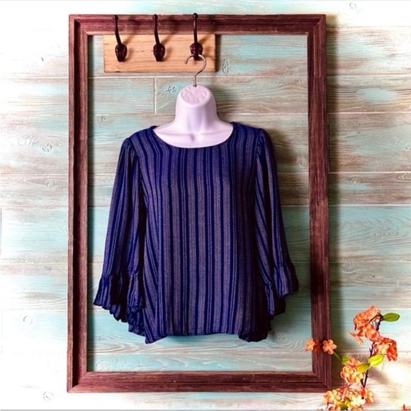 Anthropologie Drew Whitney Striped
Bell Sleeve Top - Picture 2 of 7